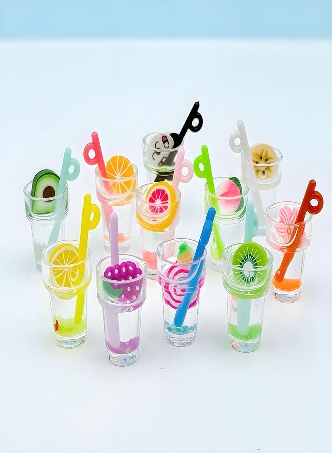 WinldMonmo 11 Pcs Miniature Dollhouse Drinks Set - Resin Glass Cup and Fruit Beverage Bottles, Simulated Drink Models for Summer Leisure-Themed Decor Decor, 1.07 x 0.5 Inch Mini Props for DIY Craft Display - Image 1